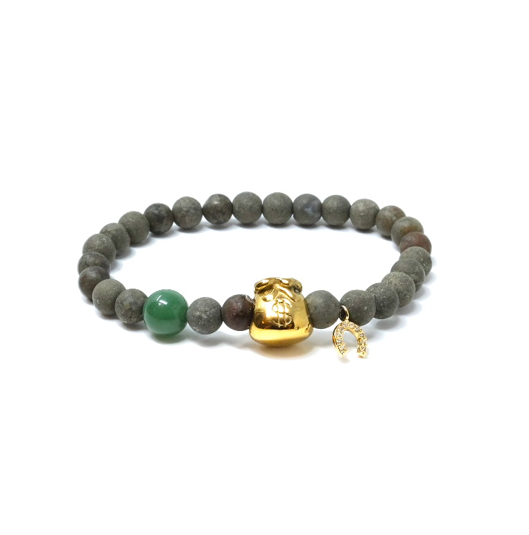 INFINITE ABUNDANCE Pyrite and Jade Money Magnet Bracelet
