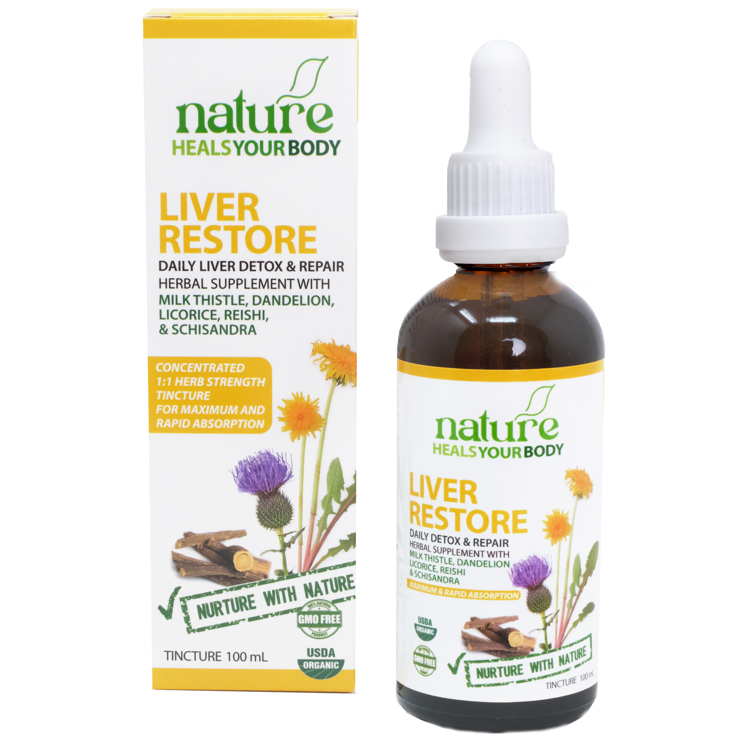 Liver Restore - Liver Self-Repair and Detox - Herbal Tincture + Energy Healing