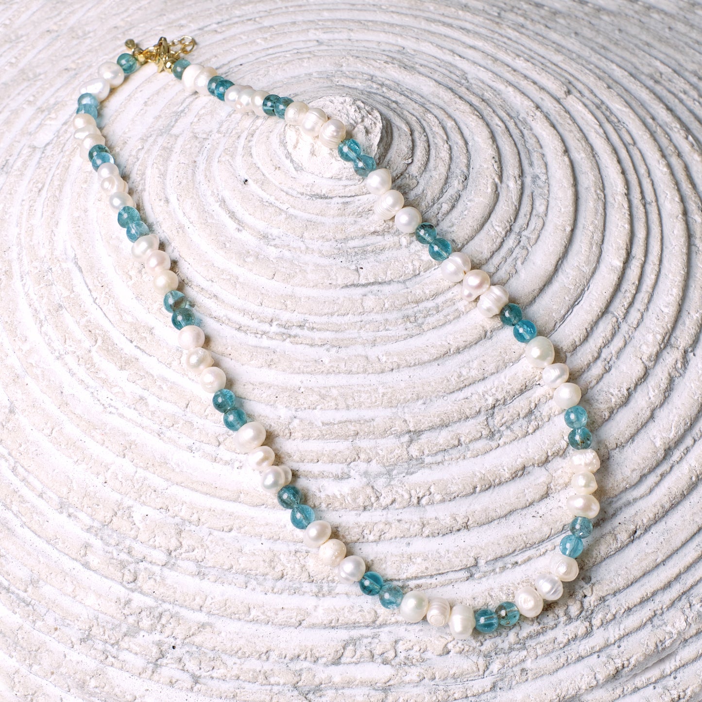 MOTIVATE Blue Apatite and Pearl Beaded Necklace