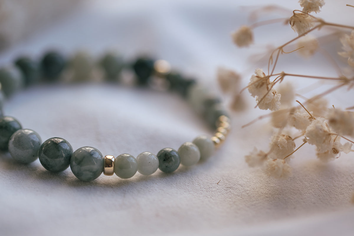 PROSPERITY with Burmese Jade 14k Gold-Filled Bracelet