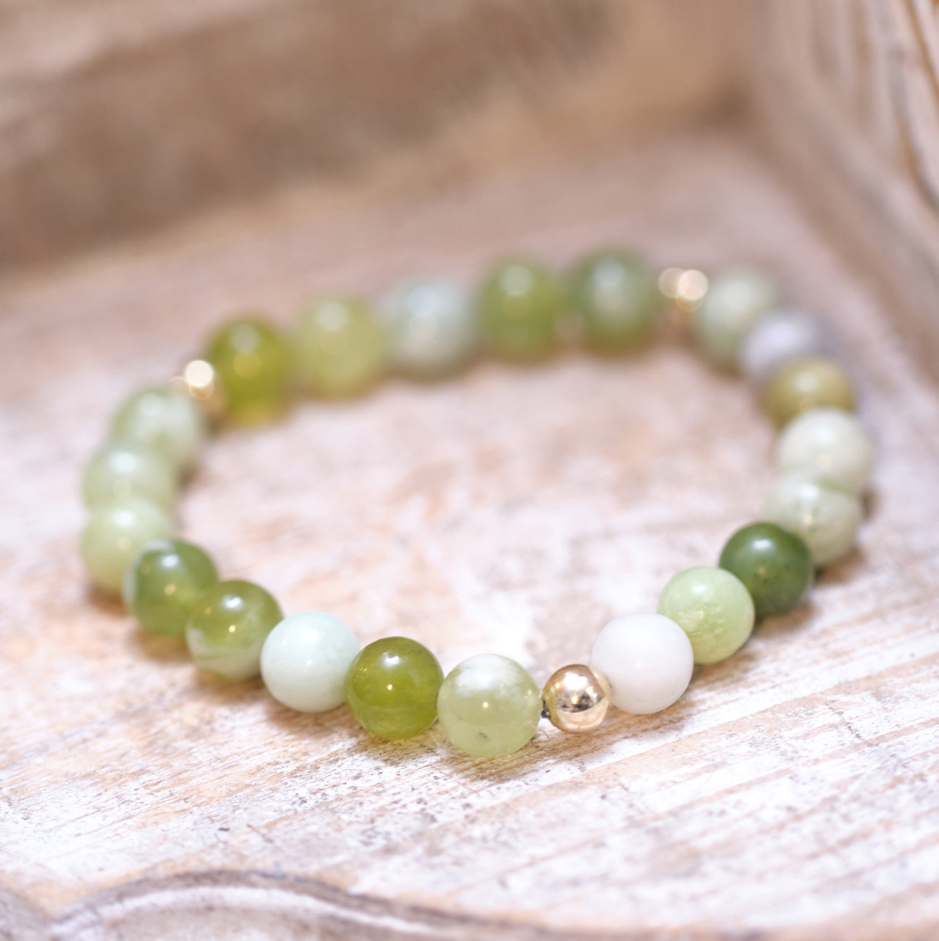 PROSPERITY with Serpentine Jade 14k Gold-Filled Bracelet