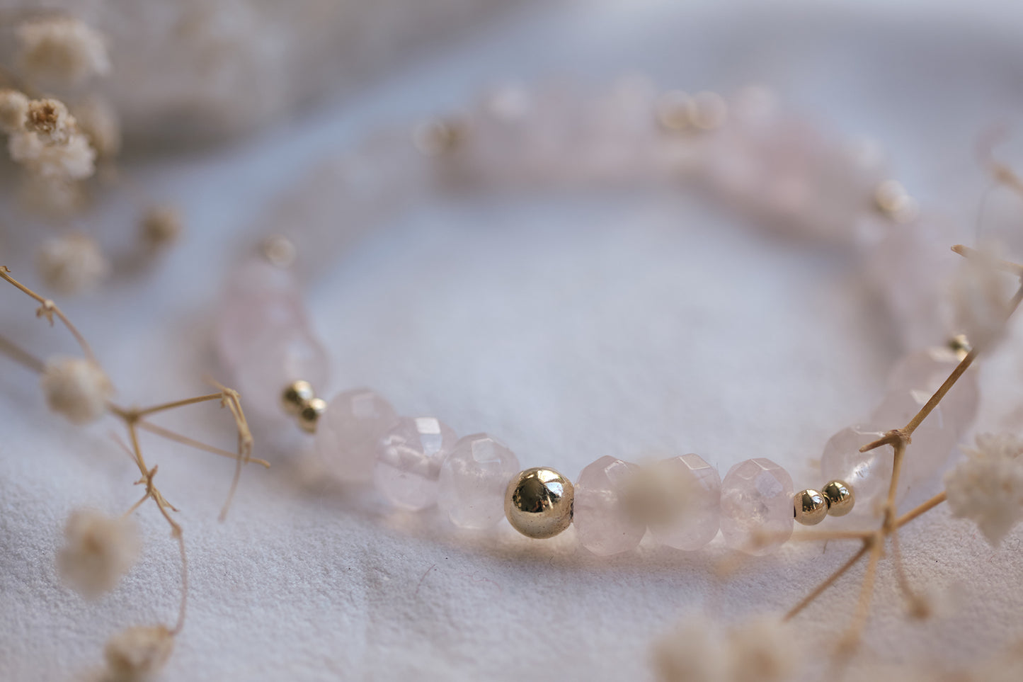 QUEEN OF HEARTS Rose Quartz 14K Gold-Filled Bracelet