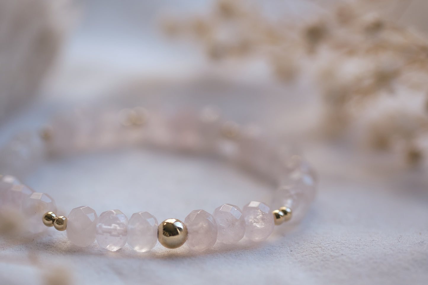 QUEEN OF HEARTS Rose Quartz 14K Gold-Filled Bracelet