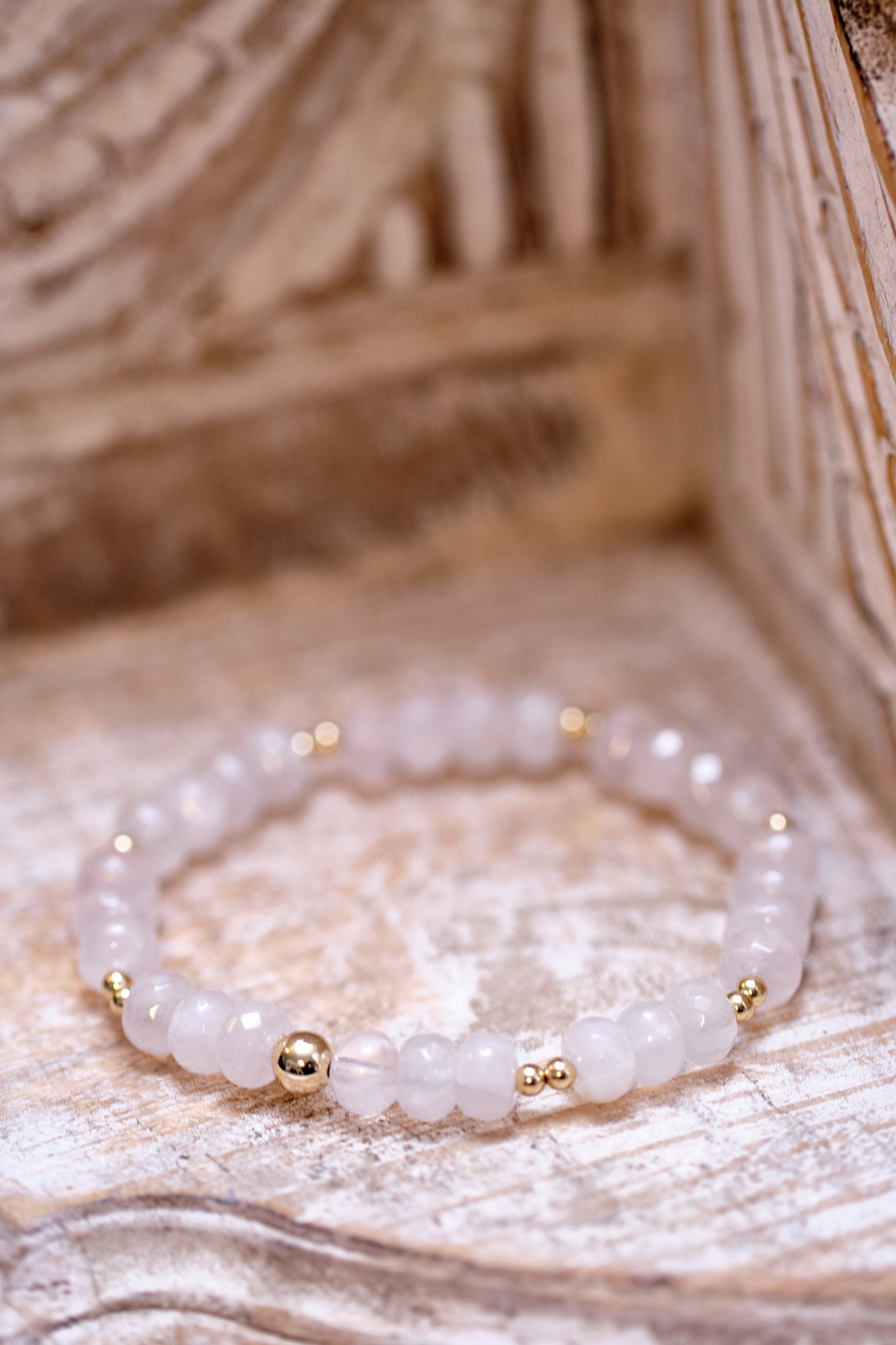 QUEEN OF HEARTS Rose Quartz 14K Gold-Filled Bracelet