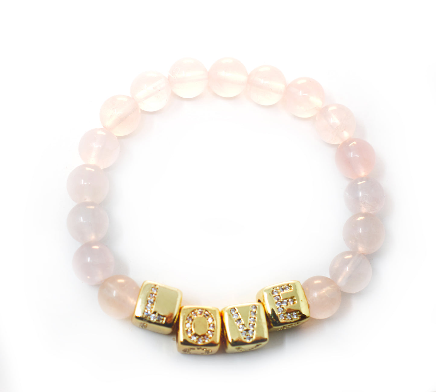 QUEEN OF HEARTS Rose Quartz L-O-V-E Bracelet