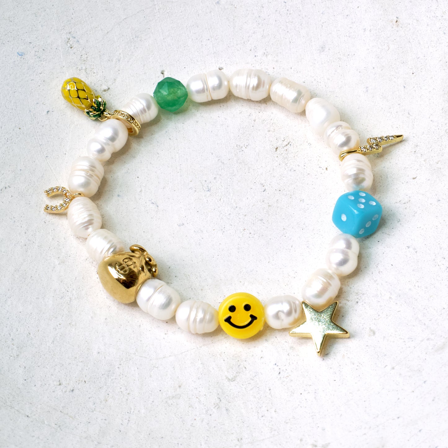 SMILEY FACE Money Magnet Aventurine and Freshwater Pearl