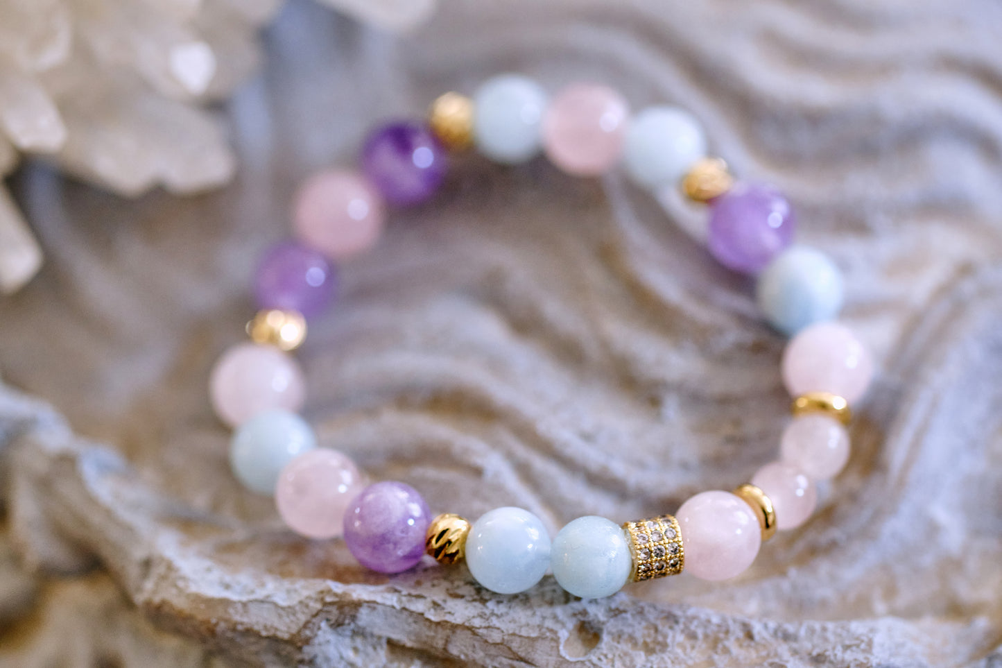 SYNERGY Rose Quartz, Amethyst, and Aquamarine