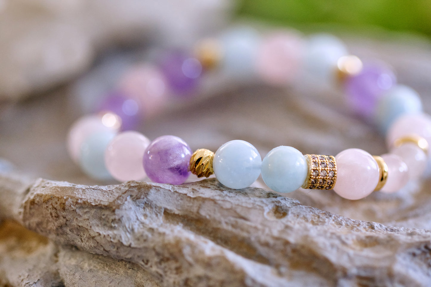 SYNERGY Rose Quartz, Amethyst, and Aquamarine