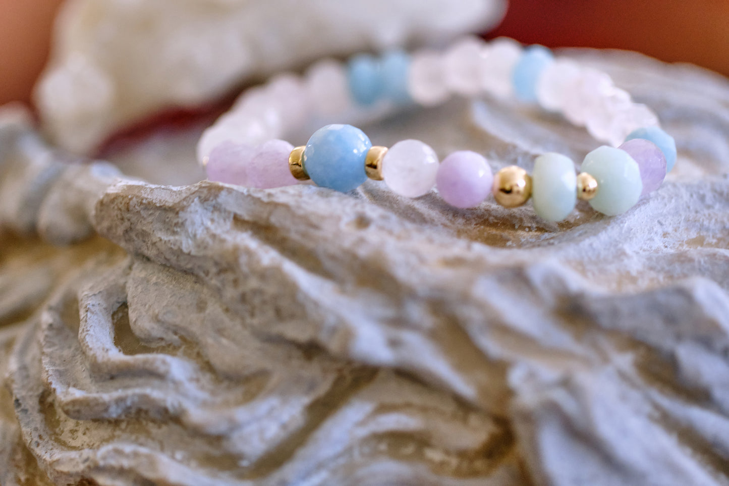 SYNERGY Rose Quartz, Amethyst, and Aquamarine 14k Gold-Filled Bracelet