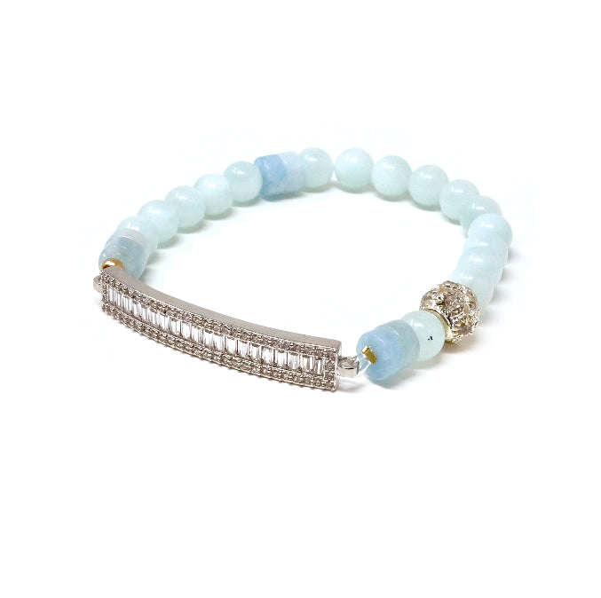 TRANQUILITY AND TRUTH Aquamarine and Angelite Gold Plated Bracelet