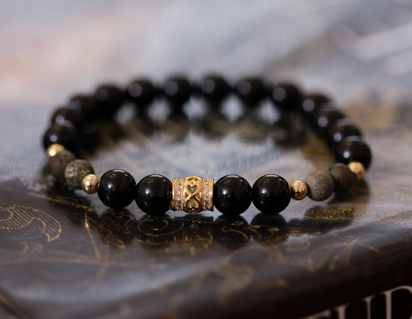 ABUNDANT ACHIEVER Pyrite and Black Onyx Bracelet