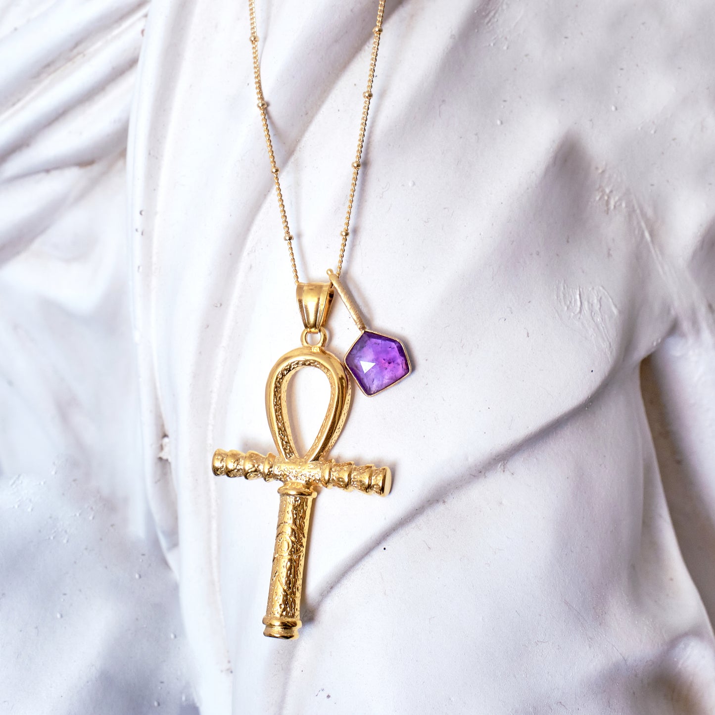 MY INTUITIVE ALLY Amethyst Ankh Necklace