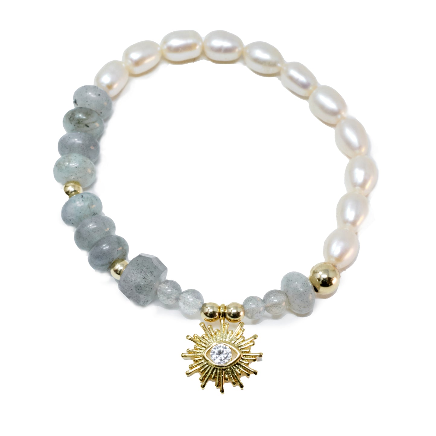 MAGIC AND PROTECTION Labradorite and Pearl Bracelet