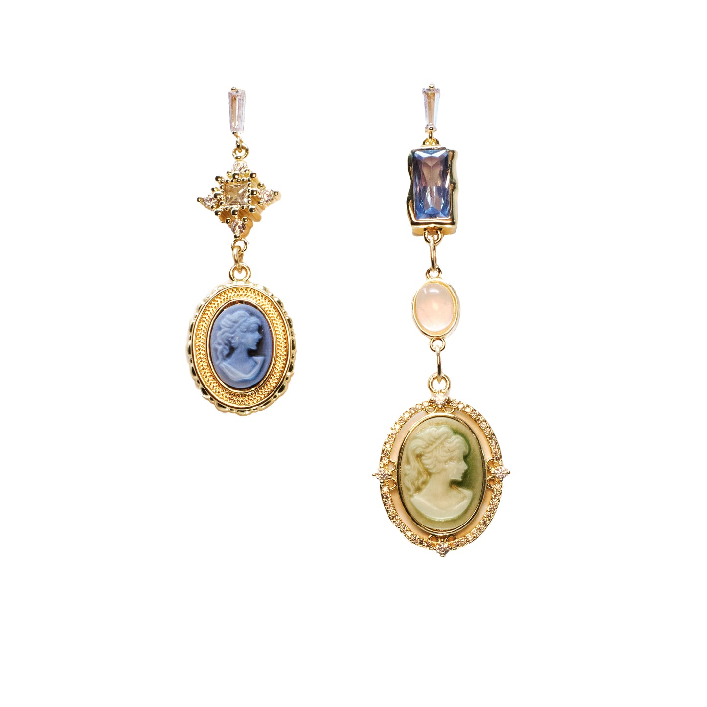 QUEEN OF HEARTS + TLC Rose Quartz, Agate Cameo Earrings