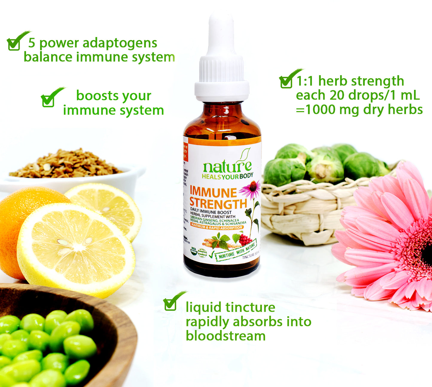 Immune Strength - Daily Immunity Boost - Herbal Tincture + Energy Healing