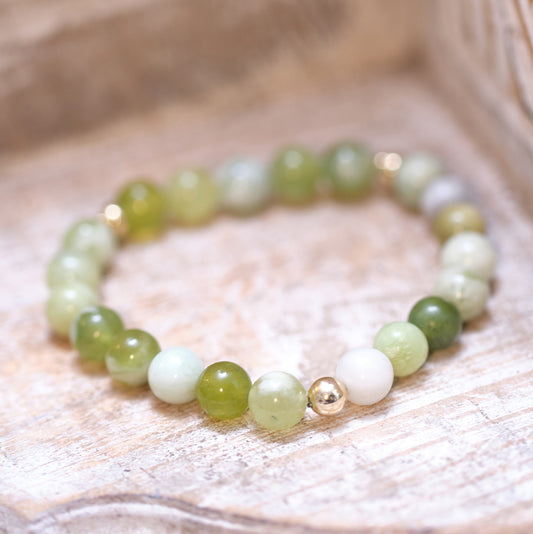 PROSPERITY with Serpentine Jade 14k Gold-Filled Bracelet