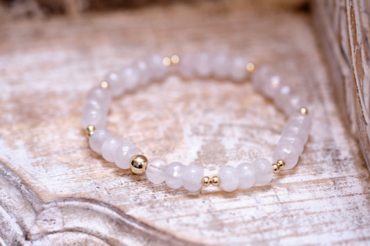 QUEEN OF HEARTS Rose Quartz 14K Gold-Filled Bracelet
