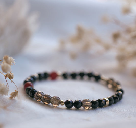 REVITALIZE Black Spinel, Smokey Quartz and Carnelian 14k Gold-Filled Bracelet