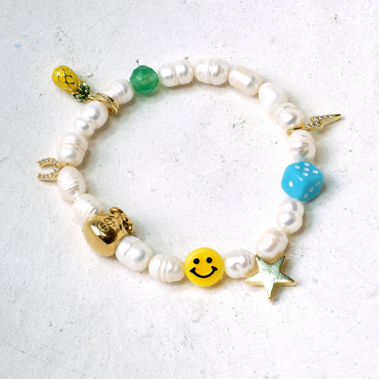 SMILEY FACE True Self Amazonite and Freshwater Pearl