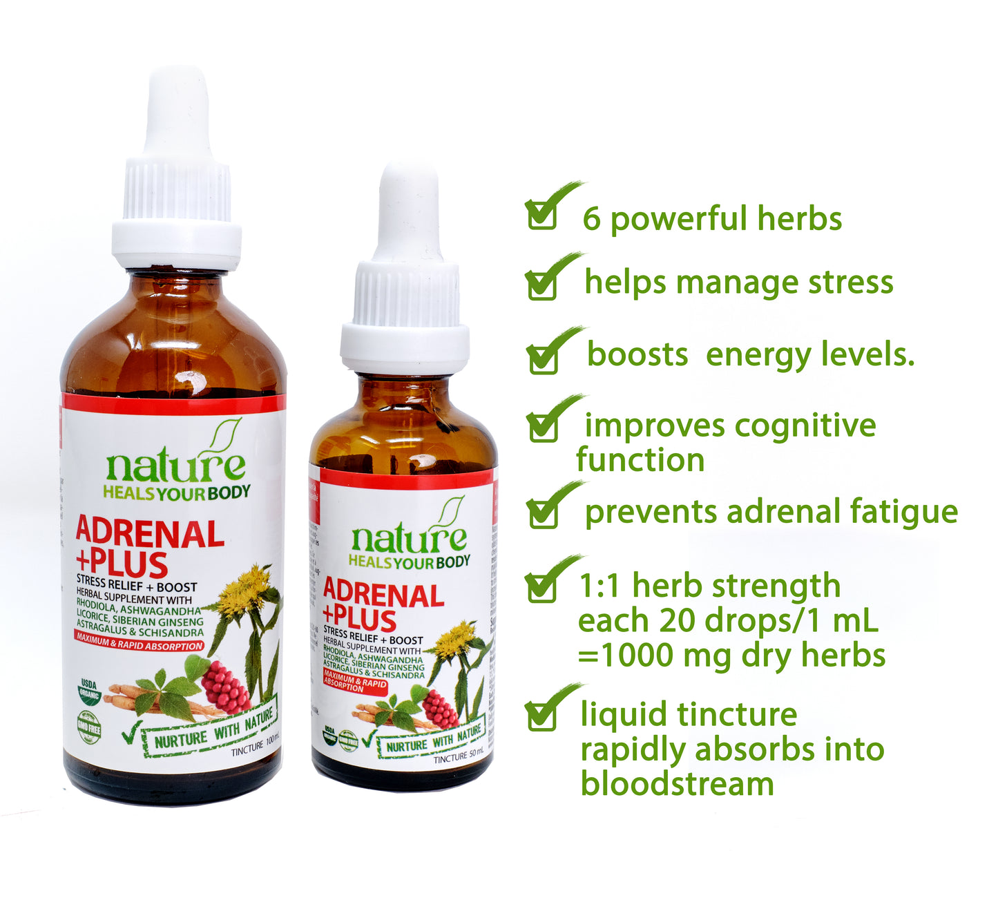 Adrenal Plus - Stress Releif + Boost  -  Herbal Tincture + Energy Healing